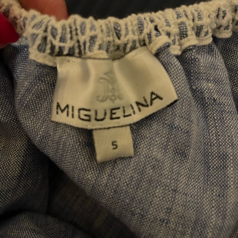 Miguelina One- Shoulder Blue & White Lace Dress Size Small - Beautiful - Picture 7 of 10